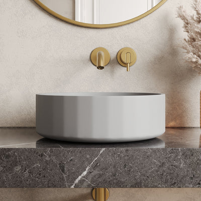 17" x 6" Round Vessel Bathroom Sink, Concrete