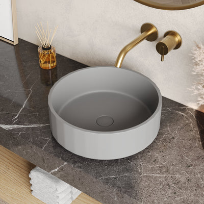 17" x 6" Round Vessel Bathroom Sink, Concrete