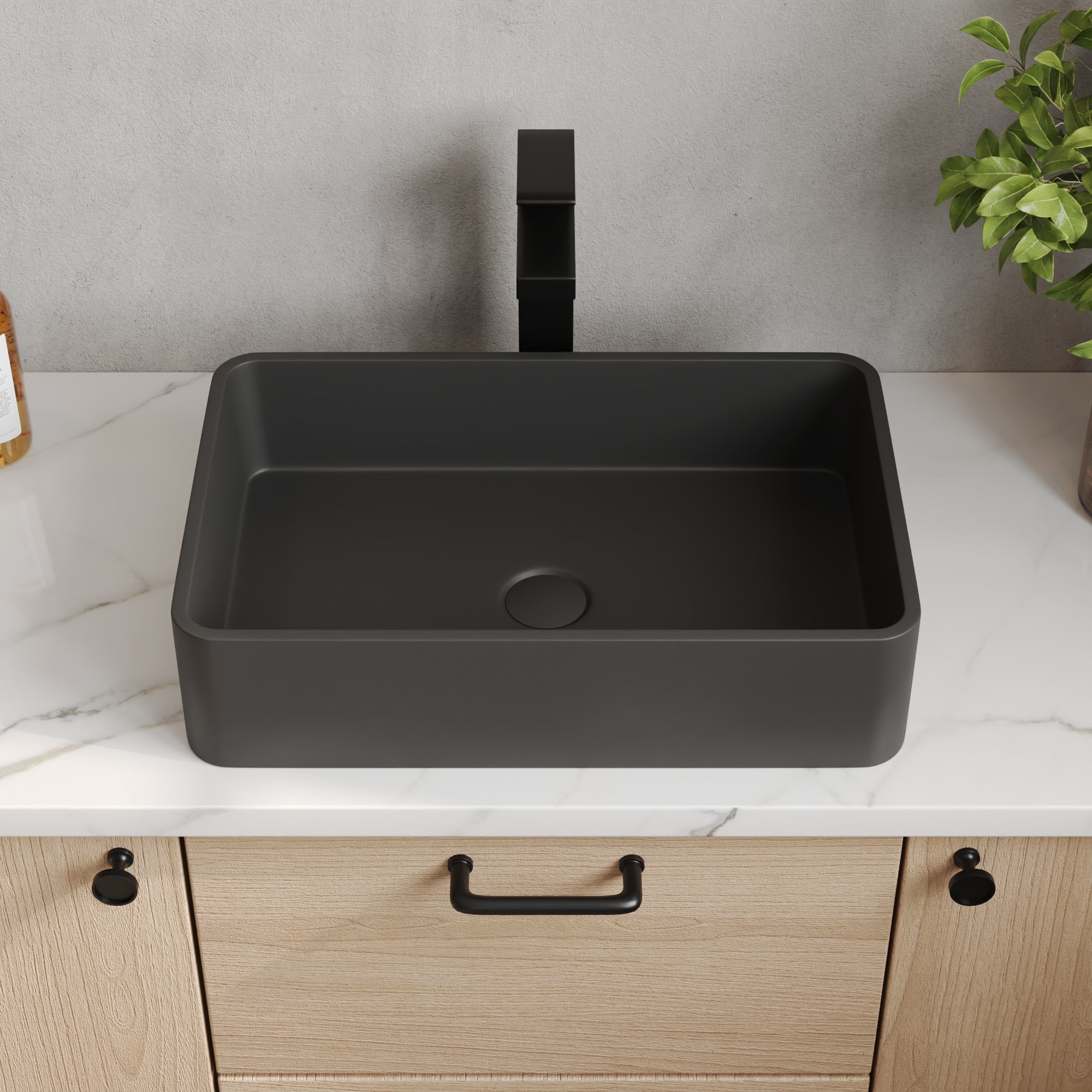 20" x 13" Rectangular Vessel Bathroom Sink, Concrete