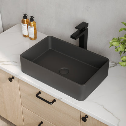 20" x 13" Rectangular Vessel Bathroom Sink, Concrete