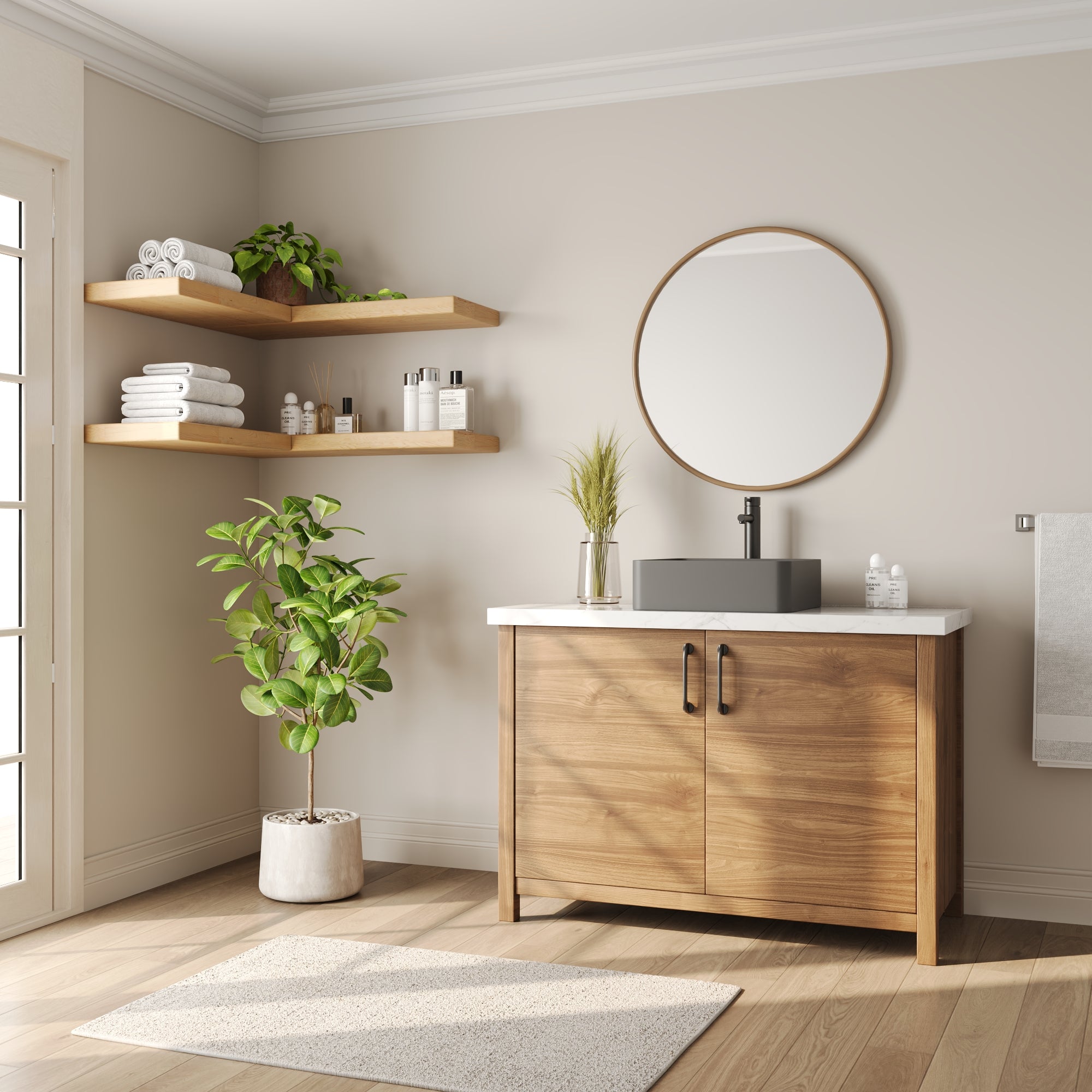 15" x 5" Rectangular Vessel Bathroom Sink, Concrete