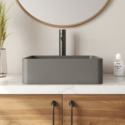 15" x 5" Rectangular Vessel Bathroom Sink, Concrete