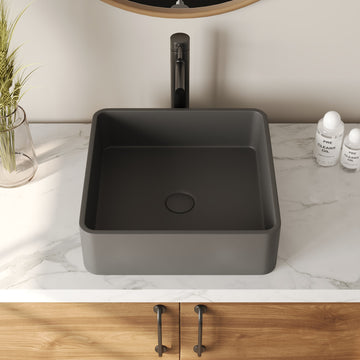 15" x 5" Rectangular Vessel Bathroom Sink, Concrete