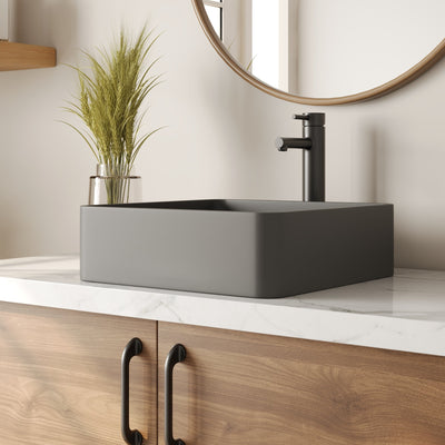 15" x 5" Rectangular Vessel Bathroom Sink, Concrete