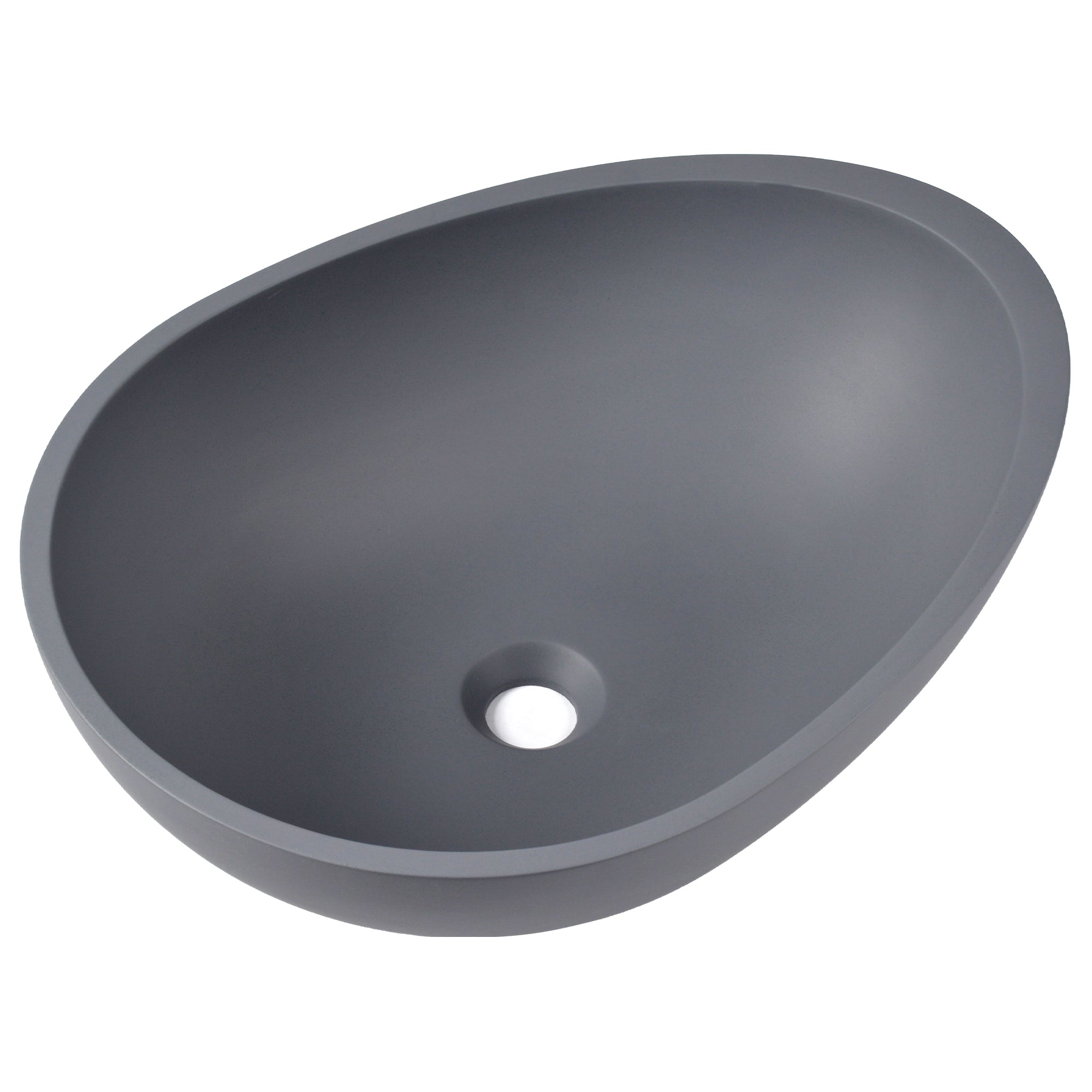 21" x 15" Egg-Shaped Vessel Bathroom Sink, Concrete