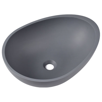 21" x 15" Egg-Shaped Vessel Bathroom Sink, Concrete