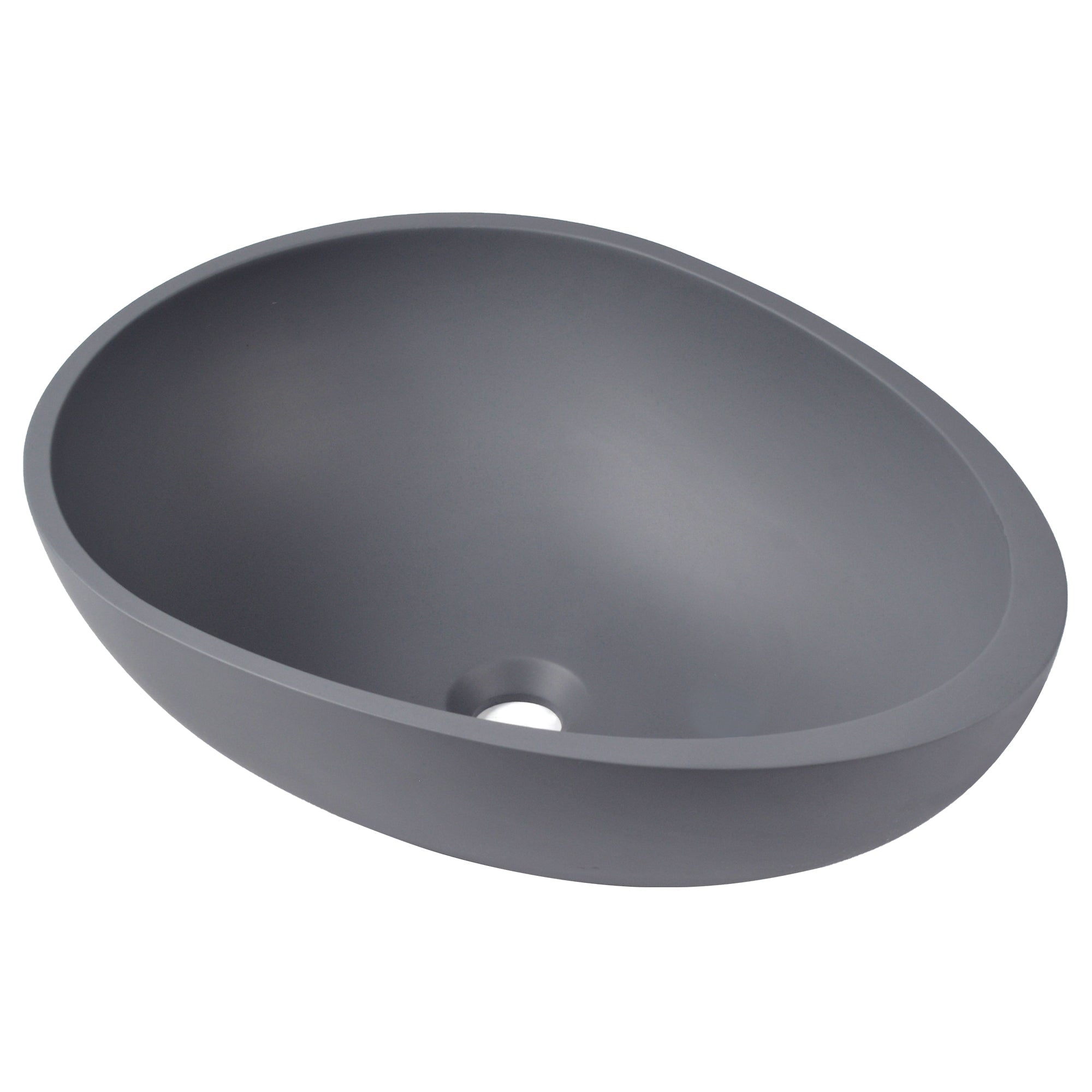 21" x 15" Egg-Shaped Vessel Bathroom Sink, Concrete