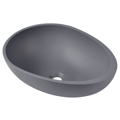 21" x 15" Egg-Shaped Vessel Bathroom Sink, Concrete