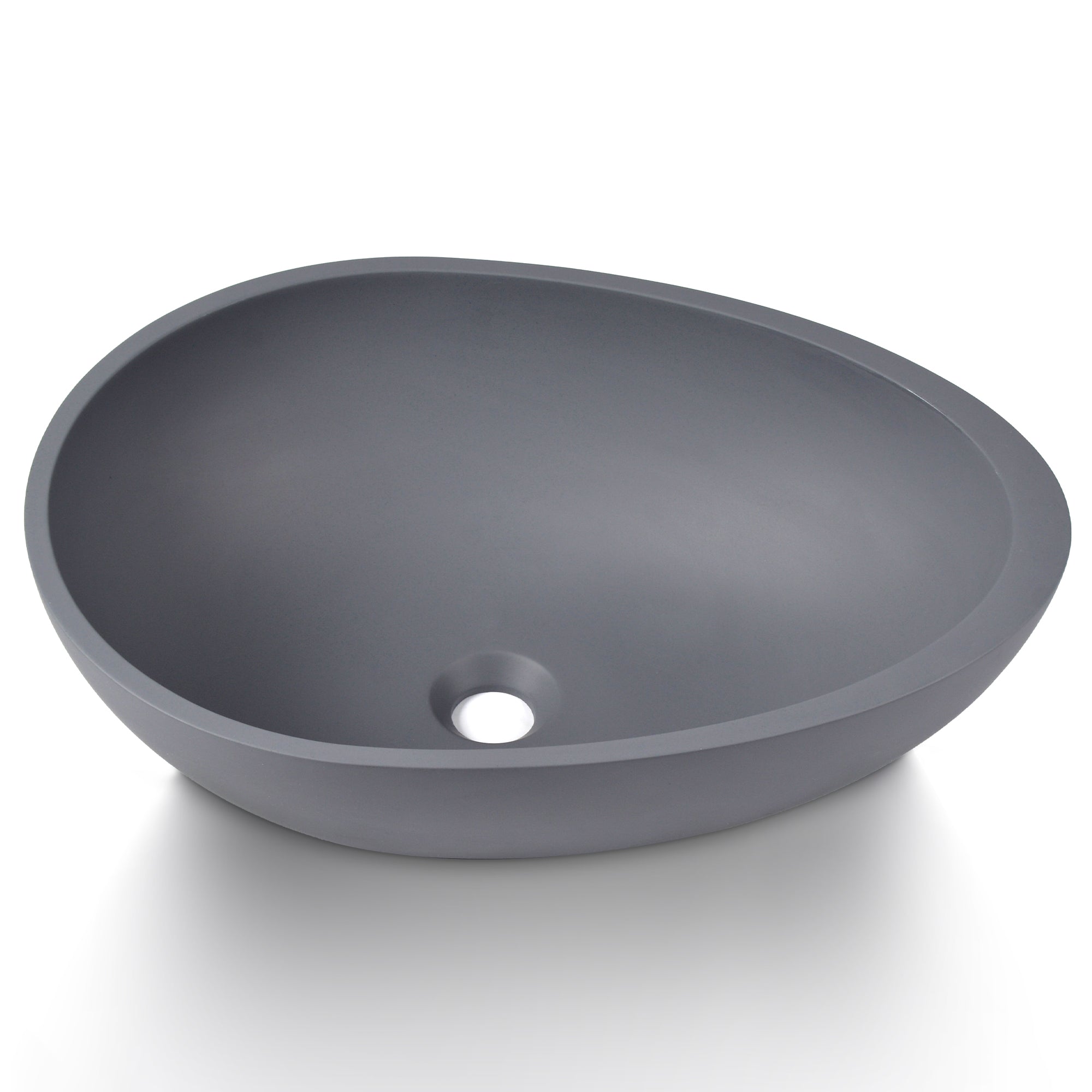 21" x 15" Egg-Shaped Vessel Bathroom Sink, Concrete