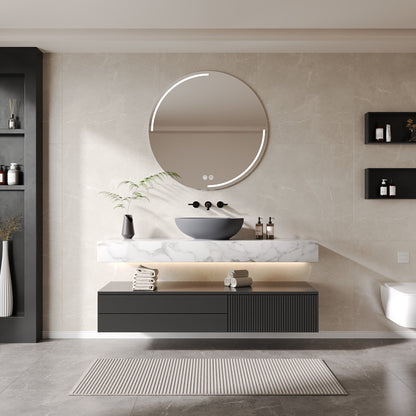 21" x 15" Egg-Shaped Vessel Bathroom Sink, Concrete