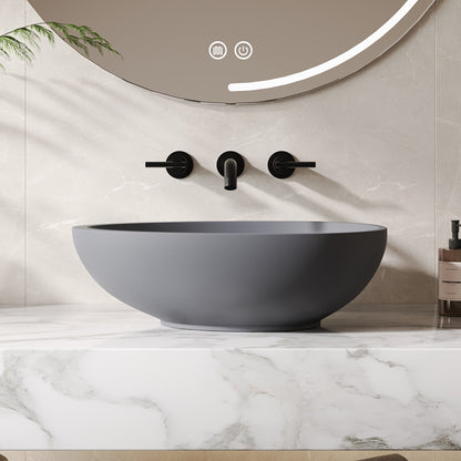 21" x 15" Egg-Shaped Vessel Bathroom Sink, Concrete