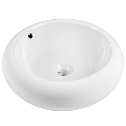 20" x 7" Round Vessel Bathroom Sink, Overflow Hole