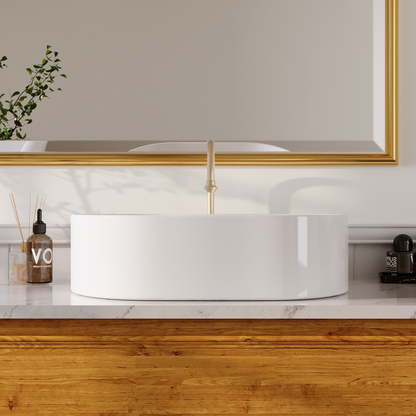 19" x 15" Oval Vessel Bathroom Sink, Seamless Design
