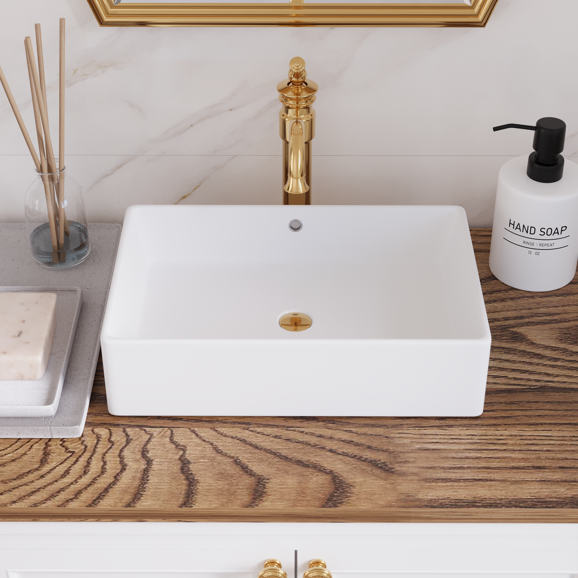 20" x 14" Rectangle Vessel Bathroom Sink, Seamless Design