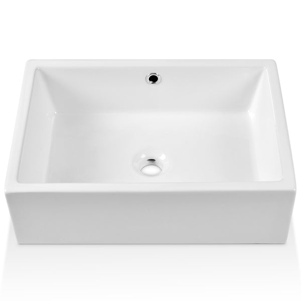 20" x 14" Rectangle Vessel Bathroom Sink, Seamless Design