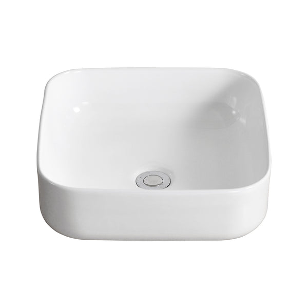 DV-1V021 Ace 15" Square Vessel Bathroom Sink, Without Overflow