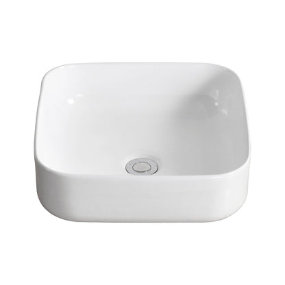 ACE 15" Square Vessel Bathroom Sink, Without Overflow