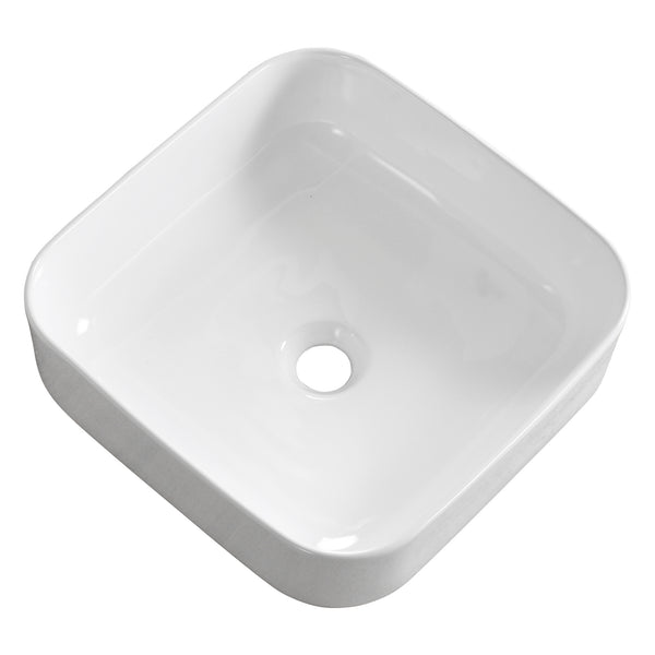 DV-1V021 Ace 15" Square Vessel Bathroom Sink, Without Overflow