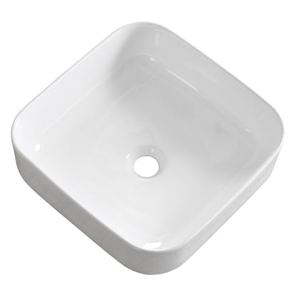 ACE 15" Square Vessel Bathroom Sink, Without Overflow