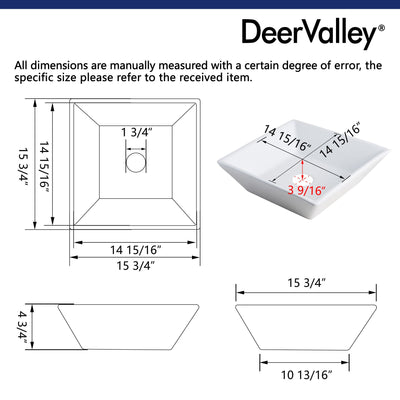 DeerValley DV-1V022 Bathroom Vessel Sink – Elegant & Easy Clean with Scratch Resistant Ceramic