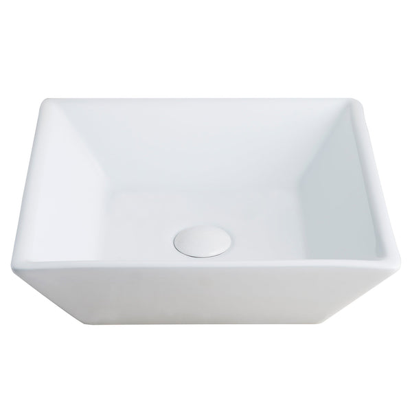 DeerValley DV-1V022 Ace Modern Sleek White Square Porcelain Ceramic Bathroom Vessel Sink
