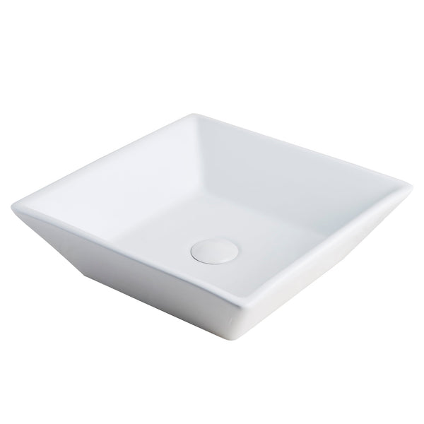 DeerValley DV-1V022 Ace Modern Sleek White Square Porcelain Ceramic Bathroom Vessel Sink