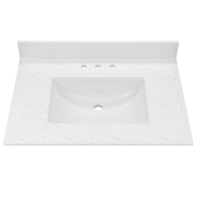 Deervalley DV-1V0226 31.1" Rectangular Vanity Top Sink, Overflow Hole