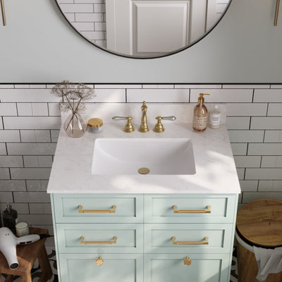 Deervalley DV-1V0226 31.1" Rectangular Vanity Top Sink, Overflow Hole