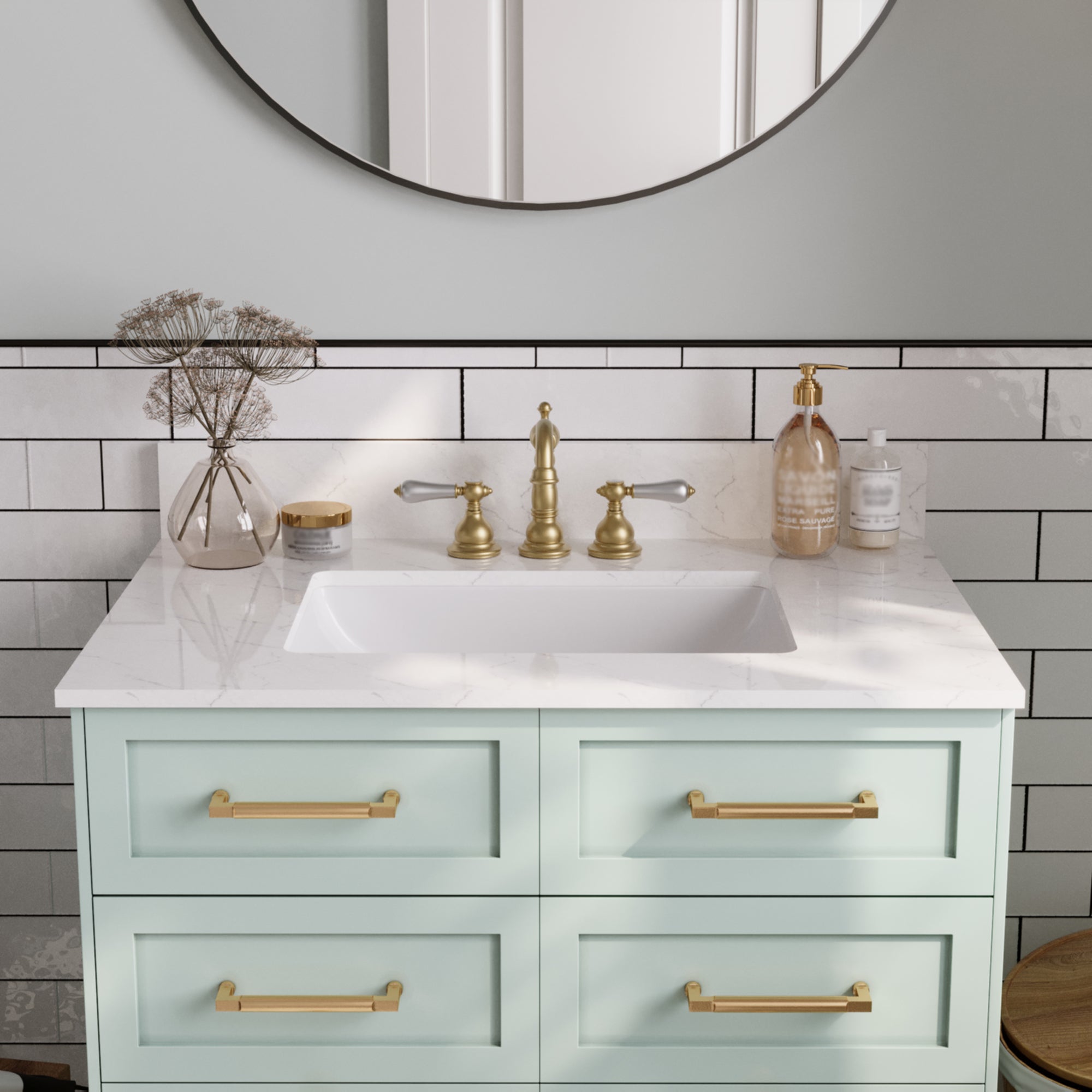 31.1" Rectangular Vanity Top Sink, Overflow Hole