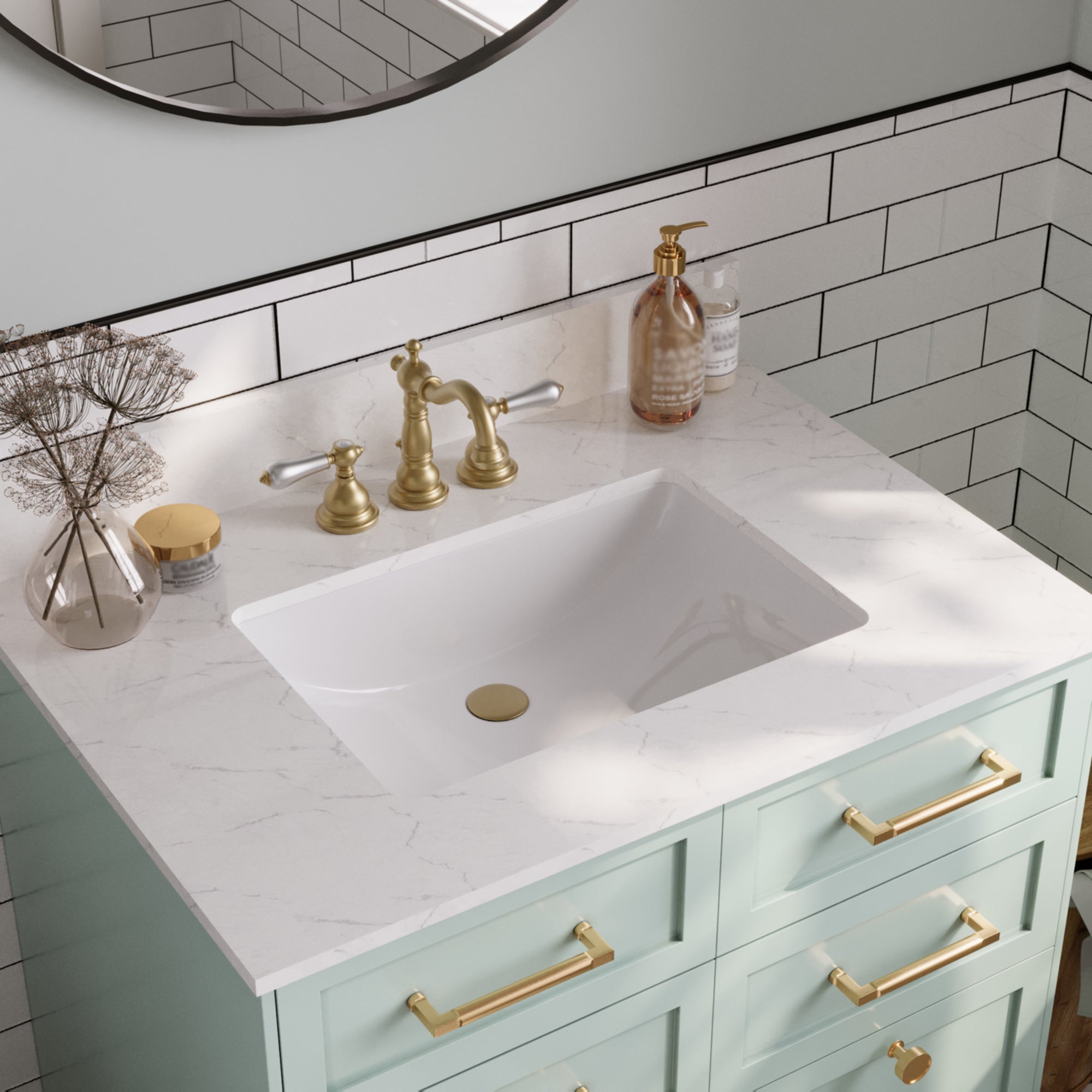 31.1" Rectangular Vanity Top Sink, Overflow Hole