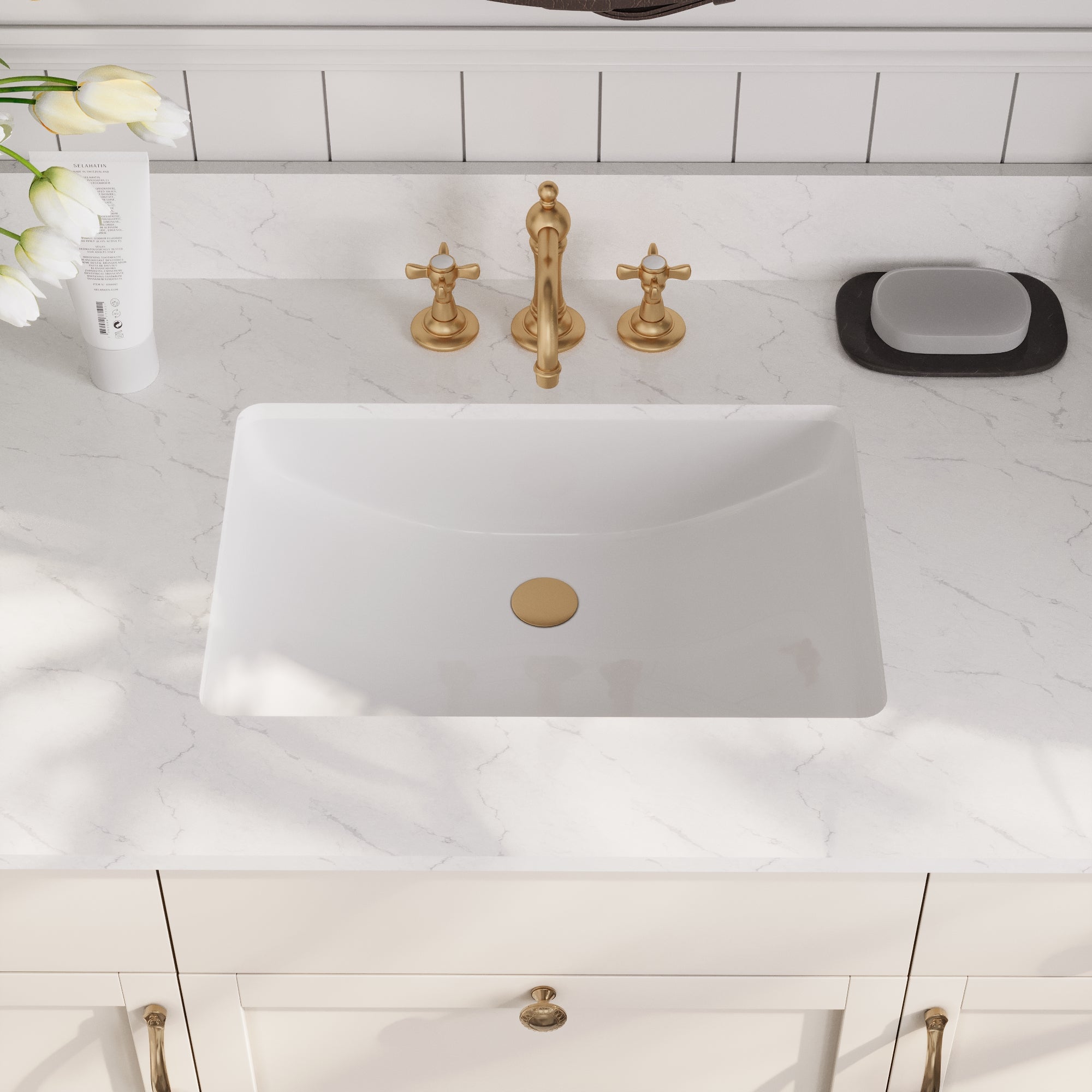 48.8" Rectangular Vanity Top Sink, Overflow Hole