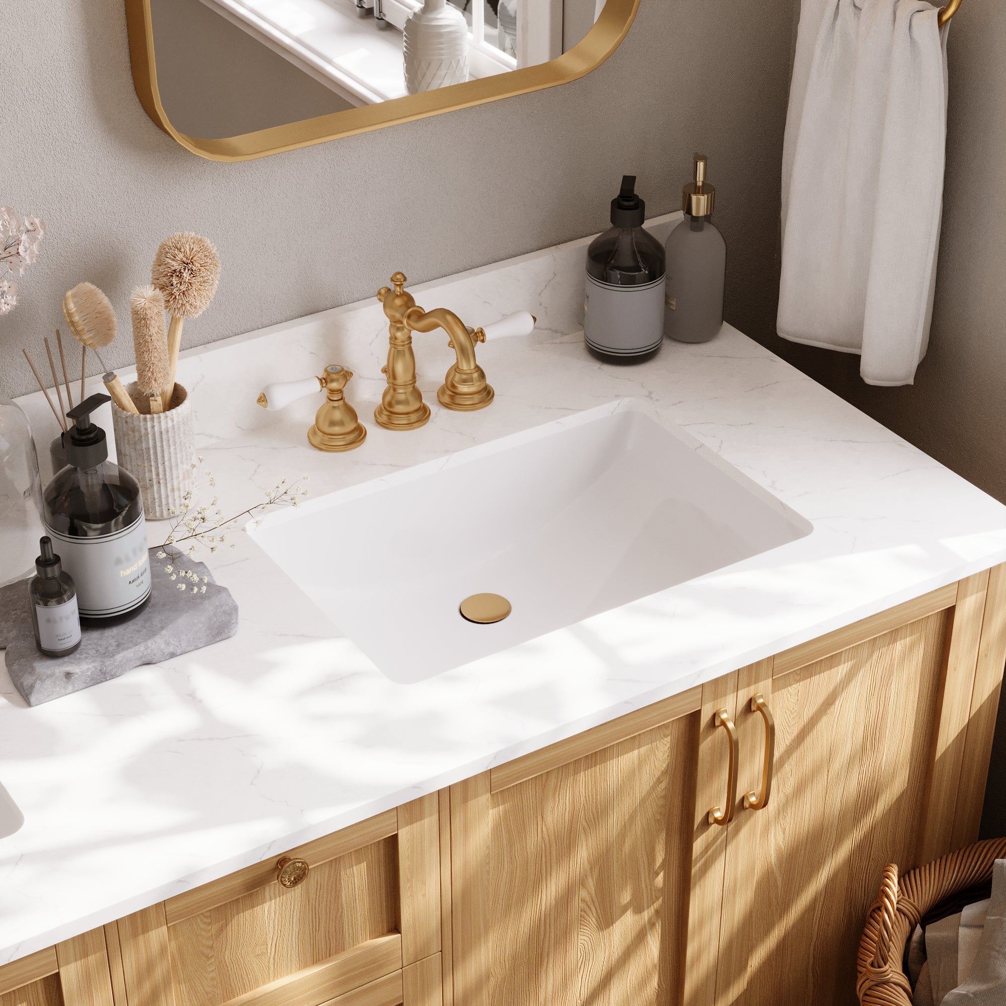 61" Rectangular Vanity Top Sink, Overflow Hole