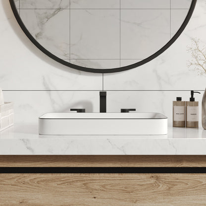 ALLY 12"/16" Rectangular Drop-in Bathroom Sink With Multiple Colors, Scratch-Resistant Ceramic