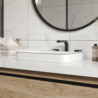 ALLY 12"/16" Rectangular Drop-in Bathroom Sink With Multiple Colors, Scratch-Resistant Ceramic