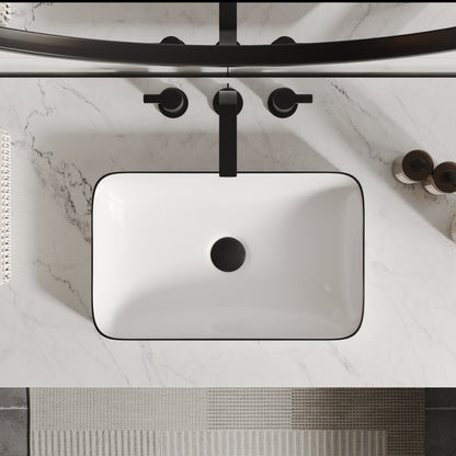 ALLY 12"/16" Rectangular Drop-in Bathroom Sink With Multiple Colors, Scratch-Resistant Ceramic