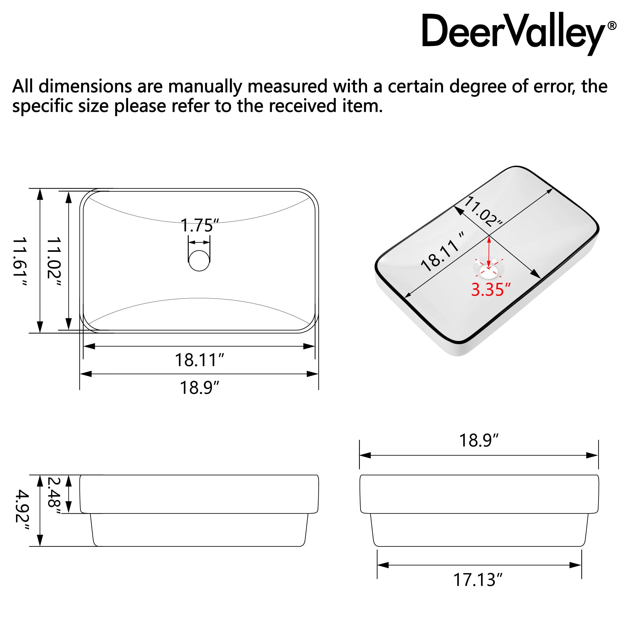ALLY 12"/16" Rectangular Drop-in Bathroom Sink With Multiple Colors, Scratch-Resistant Ceramic