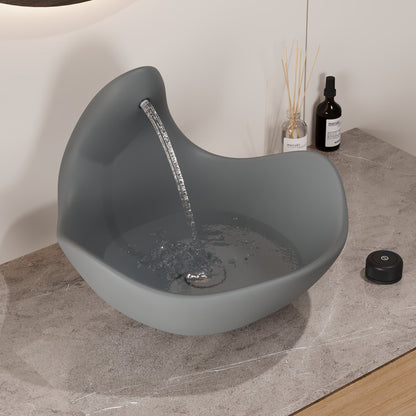 Wave Vessel Bathroom Sink With Multiple Colors, Concrete