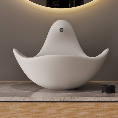 Wave Vessel Bathroom Sink With Multiple Colors, Concrete