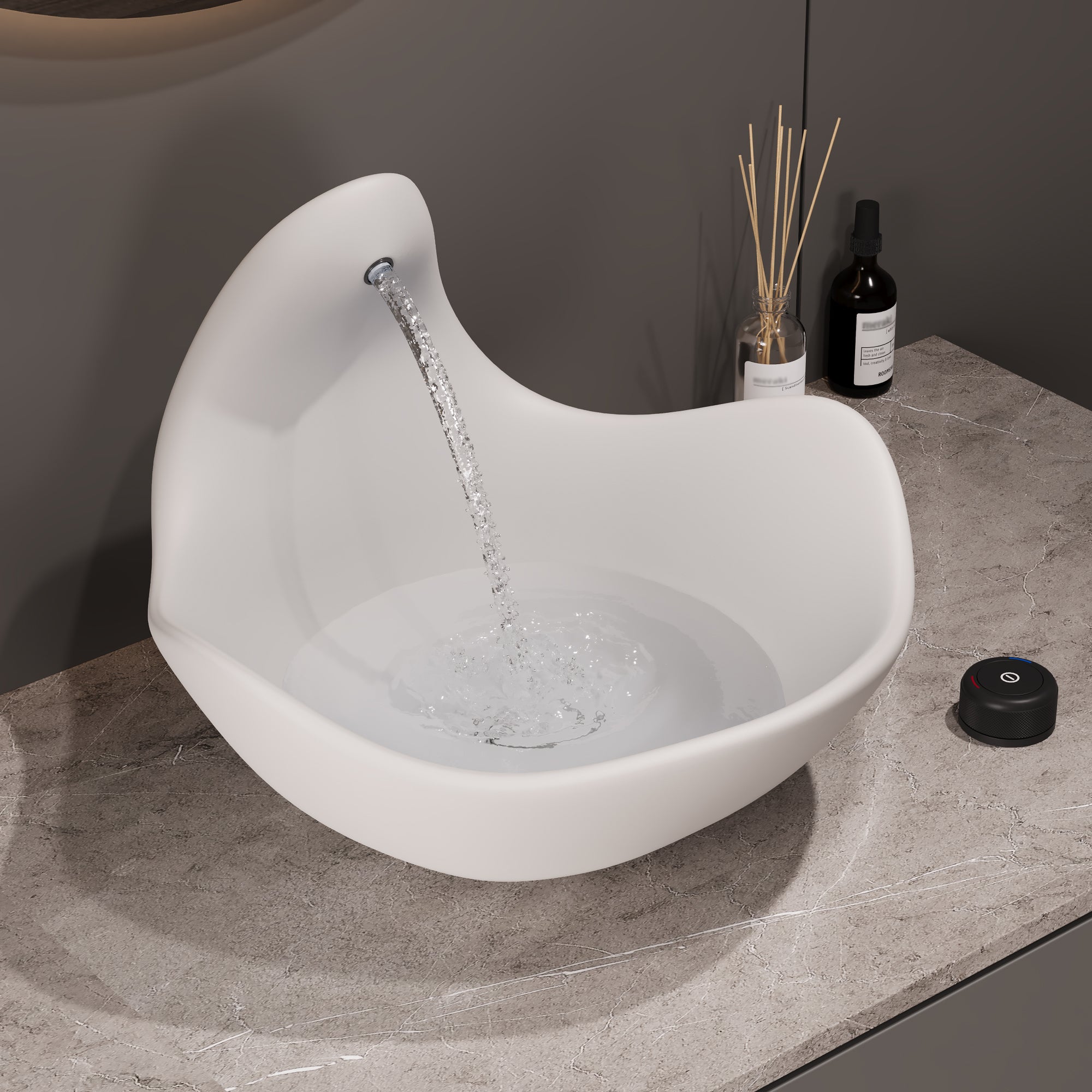 Wave Vessel Bathroom Sink With Multiple Colors, Concrete