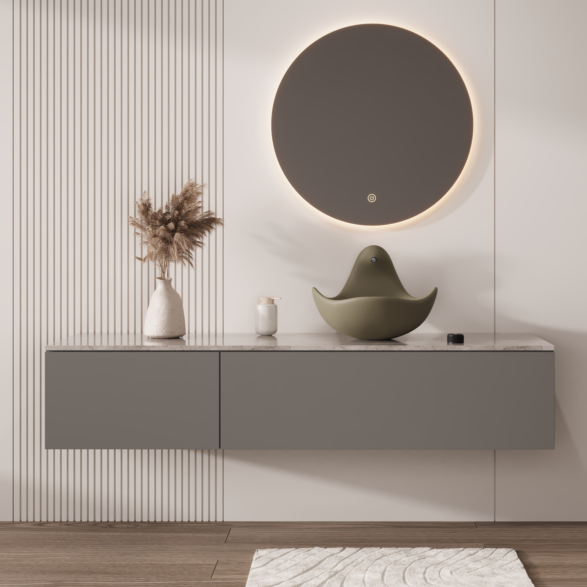 Wave Vessel Bathroom Sink With Multiple Colors, Concrete