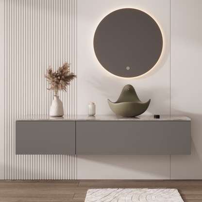 Wave Vessel Bathroom Sink With Multiple Colors, Concrete