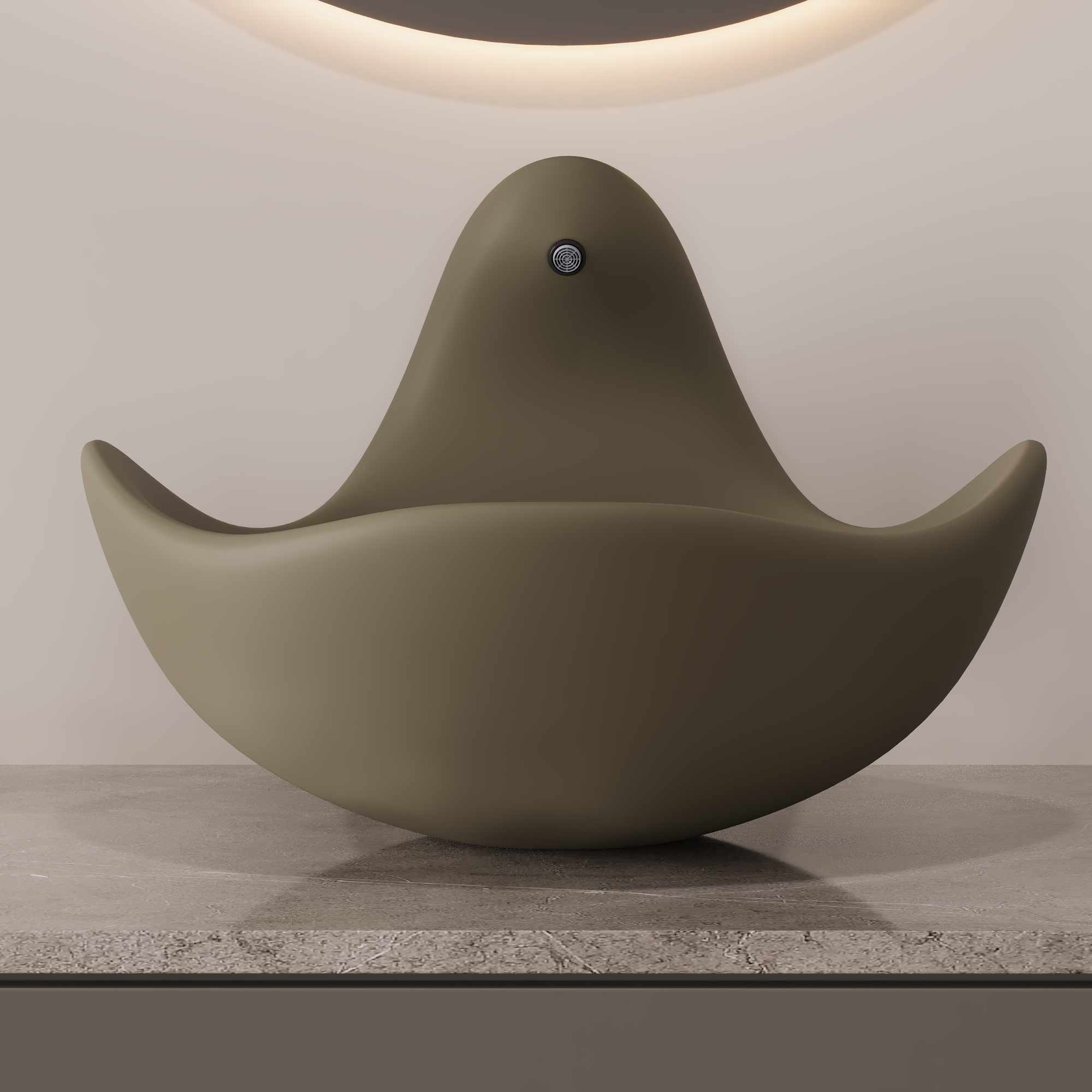 Wave Vessel Bathroom Sink With Multiple Colors, Concrete