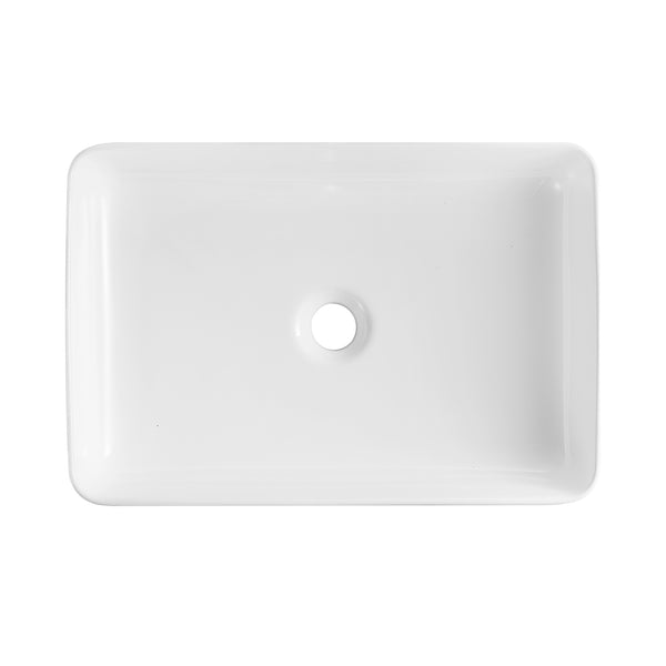 ALLY 20" Rectangular Round Vessel Bathroom Sink, Without Overflow