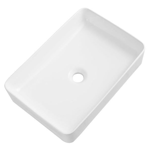 ALLY 20" Rectangular Round Vessel Bathroom Sink, Without Overflow