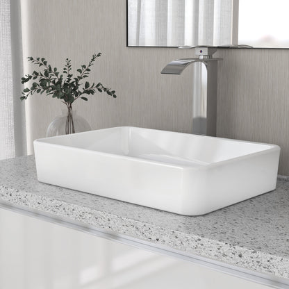ALLY 20" Rectangular Vessel Bathroom Sink, Without Overflow