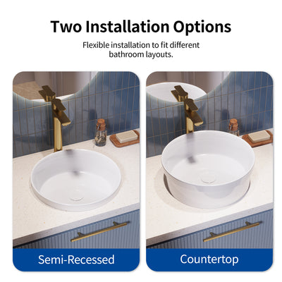 DeerValley DV-1V0473/DV-1V0475 Vessel Sink, Round Non-Porous Ceramic, No-Overflow