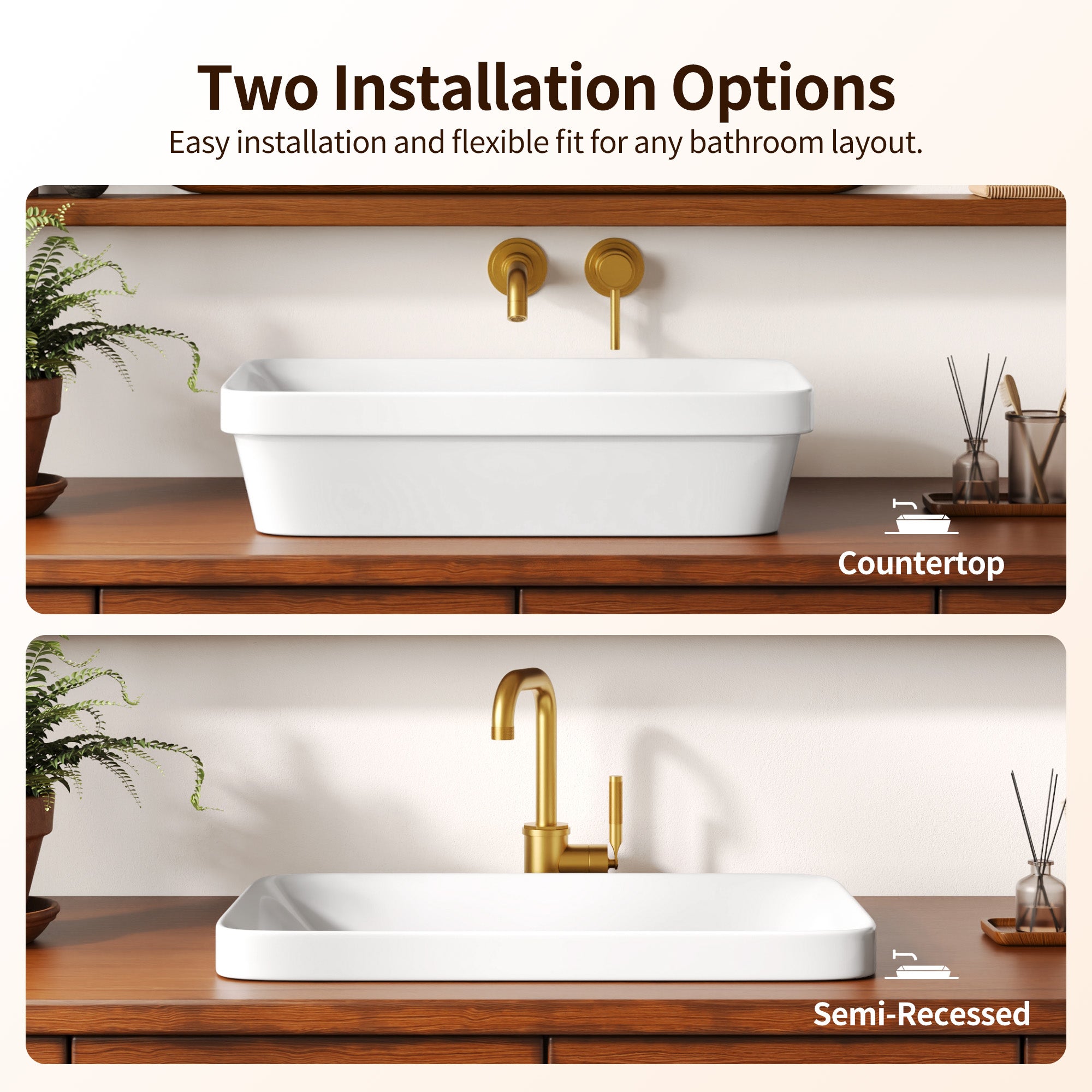 DeerValley DV-1V0473/DV-1V0475 Vessel Sink, Round Non-Porous Ceramic, No-Overflow