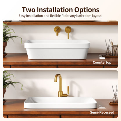 DeerValley DV-1V0473/DV-1V0475 Vessel Sink, Round Non-Porous Ceramic, No-Overflow