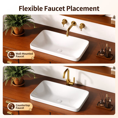 DeerValley DV-1V0473/DV-1V0475 Vessel Sink, Round Non-Porous Ceramic, No-Overflow