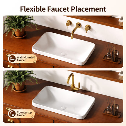 DeerValley DV-1V0473/DV-1V0475 Vessel Sink, Round Non-Porous Ceramic, No-Overflow